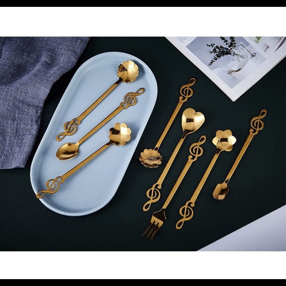 8 Stainless Steel Musical Note Flower Spoon/Fork - Picture 5 of 7